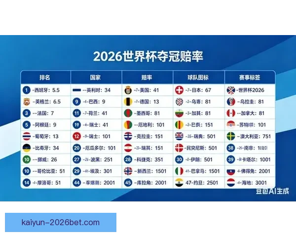2026世界杯最新投注赔率全面解析热门球队夺冠前景预测